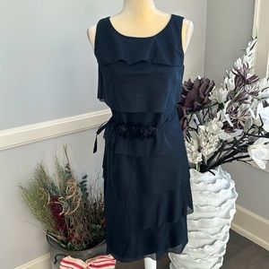 Talbots Black Midi Dress with lace and tulle belt. Size 4